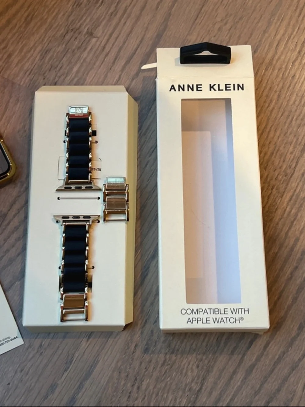 Anne Klein Black Silicone and Gold tone Link Watch Band